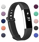Fundro Compatible for Fitbit Alta Bands, Soft Silicone Replacement Classic Bands Available in Varied Colors with Secure Buckle for Fitbit Alta HR (C# 1-Pack Black, Small)