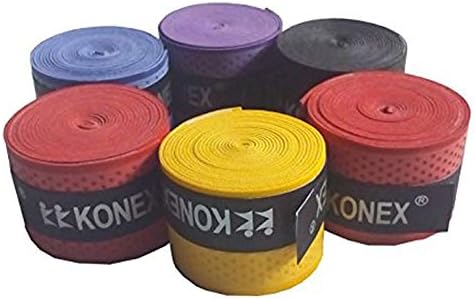 KONEX Polyurethane Multipurpose Super Tacky Badminton Tennis Squash Racket Touch Grip (Random Colour) - Pack of 5 Polyethylene
