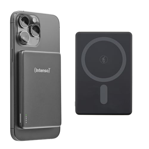 Intenso MW5000 Batterie Externe magnétique 5000 mAh – Compatible MagSafe, Recharge sans Fil 15 W, USB-C PD 20 W, Plate et compacte – Testée en Allemagne – Grise : Amazon.FR: High-Tech