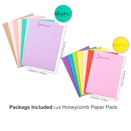 OTCRAFT Wabenpapierblöcke für 3D-Bastel- und Pop-Up-Karten; 30 Schichten, 2 cm Klebelinie, Wabenpapier-Pad, ideal für Bastelarbeiten, Kartenherstellung, Verzierungen (21,1 x 14,7）