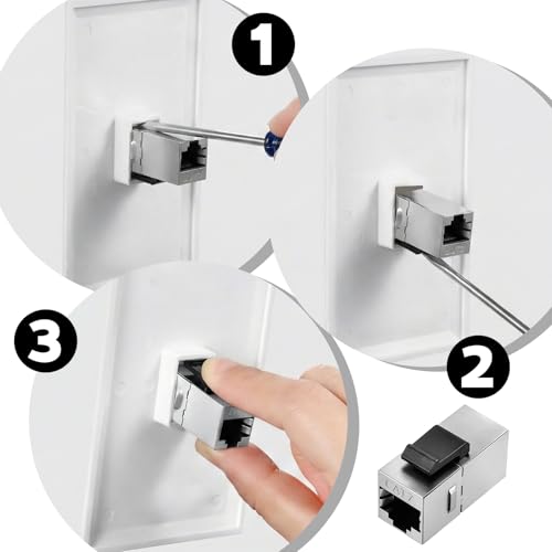 2 Pack Acoplador Keystone CAT7 RJ45 Plata miniatura 4