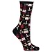 Hot Sox Women's Food and Drink Novelty Casual Crew Socks, Wine (Black), Shoe Size: 4-10