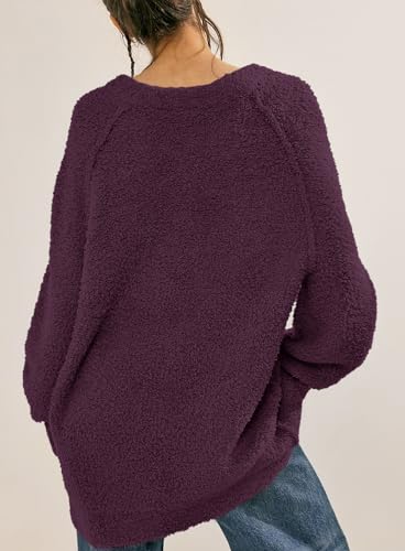 Image of Beaully Women's Oversized Crewneck Sweaters | Oversized style, Tunic sweater, Fuzzy knit, Soft knit, Loose fit, Drop shoulder