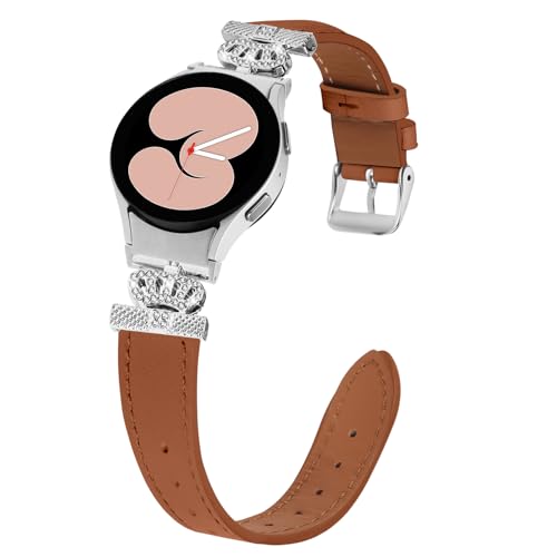 WatchBand Compatible With Galaxy Watch 6 40mm 44mm/Galaxy Watch 6 Classic 43mm 47mm,Adjustable Genuine Leather Wrist Strap with Metal Buckle3