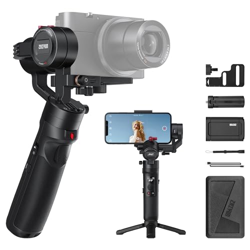 ZHIYUN Crane M2 [Oficial] Estabilizador Cámara de 3 Ejes, Estabilizador para Cámara de Acción, GoPro y Cámara sin Espejo, Teléfono Inteligente, con Abrazadera para Teléfono Inteligente, Trípode