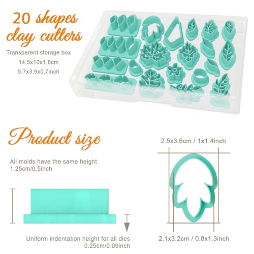 Image of ORIGACH 20 Pcs Plant & Maple Leaf Polymer Clay Cutters Set Leaves Shape Earring Clay Cutter DIY Craft Supplies for Earring and Jewelry Making