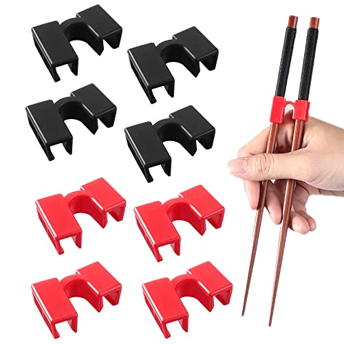 8 Stück Wiederverwendbare Essstäbchen Trainer Helfer, Bunte Kunststoff Kinder Training Essstäbchen Helfer, Sushi Stäbchen, Lernen Holz Essstäbchen für Erwachsene Anfänger Kinder Senioren Cover