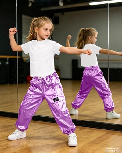 Image of SANGTREE Girls' 2 Piece Outfits T-Shirt and Drawstring Cargo Jogger Pants Clothing Set, 4-14 Years