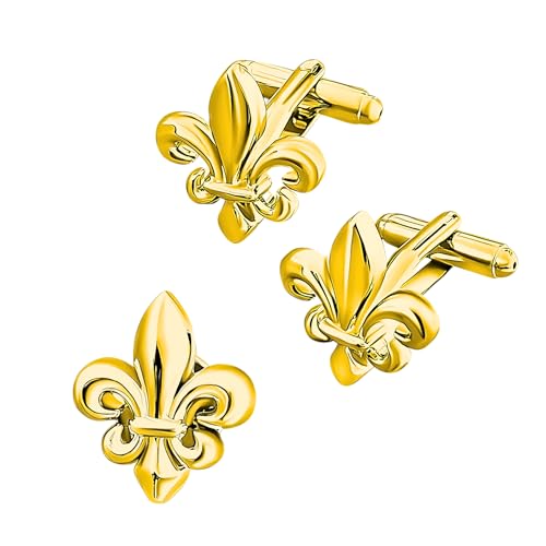 HONEY BEAR Manschettenknöpfe Königsblau - Luxuriöse Hohl Blume Design Für Hemd