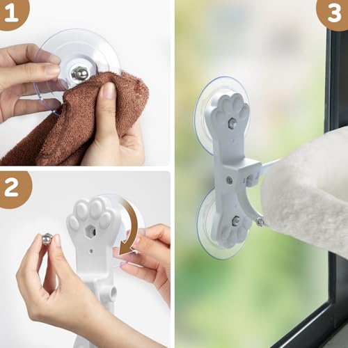 Parab House PH-PERCH01-WHITE Foldable Cat Window Perch, Cordless Cat Hammock For Window With 4 Suction Cups thumb #6