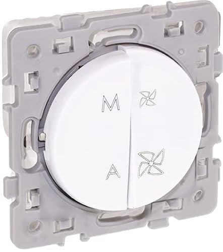 EUR'OHM Interrupteur VMC 2 vitesses + interrupteur marche/arrêt - Blanc - SQUARE RENO - Interrupteur et prise