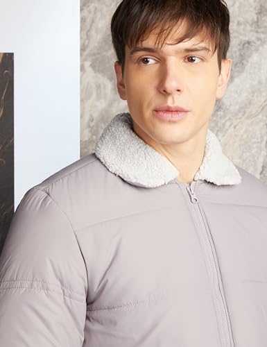 Image of Amazon Brand - Symbol Men's 100% Polyester Faux Fur Neck Quilted Standard Jacket (Available in Plus Sizes)