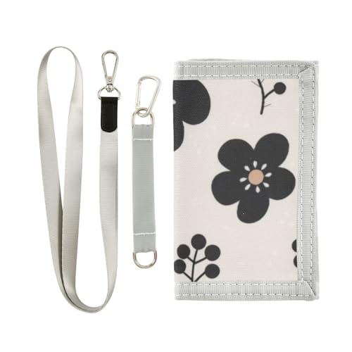 GuoChe Boys Trifold Outdoor Sports Wallet for Kids Wallets Credit ID Card Slim Small Coin Purses Black Flowers