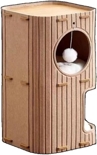 Neboka 多段式 キャットタワー 猫用 クライミングツリー キャットハウス フェルト製 ダンボールハウス 爪とぎ兼ベッド 猫棚 スリム省スペース おしゃれ 猫ベッド 展望台 遊び場 睡眠 休憩 ストレス解消 隠れ家 室内 2/3階 子猫 大型猫まで 複