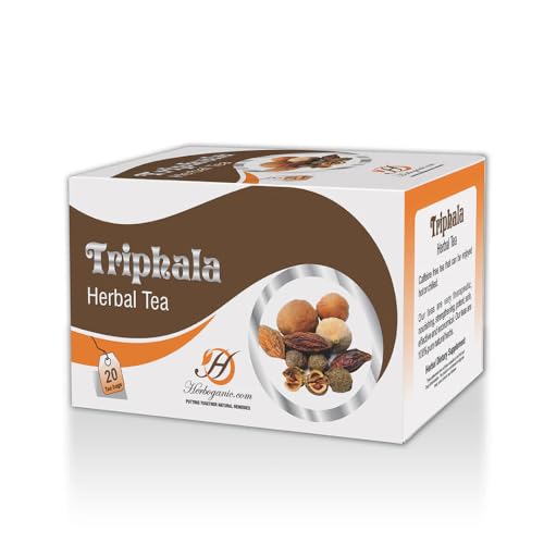 HERBOGANIC Triphala Herbal Tea - Digestion Support and Immune Boost | Refreshing and Delicious Blend | Natural Ingredients | 20 Tea Bags