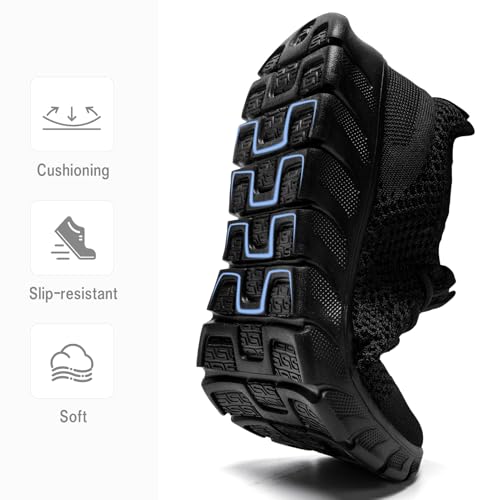 Damyuan Running Shoes for Womens Slip on Tennis Shoes Fashion Sneakers Gym Walking Lightweight Comfortable Sports Workout Athletic Mesh Shoe,Black,Size 8.54