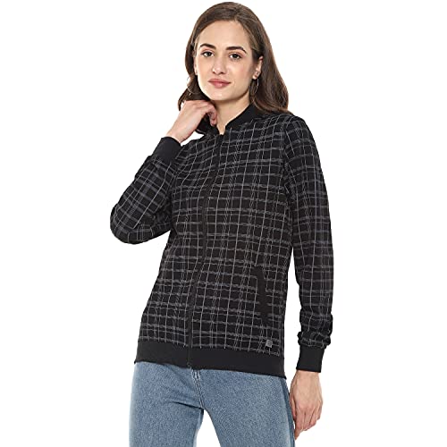 Image of PINACOLADA Mandarin Collar Black:Grey Checks Stylish Casual Jacket