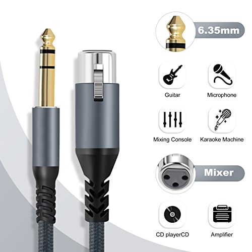 Twozoh Long Xlr Female To 1/4 Trs Cable 30Ft, Braided 6.35Mm Stereo Jack Balanced To 3Pin Xlr Cable #TOP3