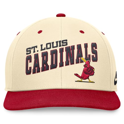 Nike Men's MLB Two-Tone Snapback Hat (US, Alpha, Medium, Large, Cream/Red, St. Louis Cardinals)
