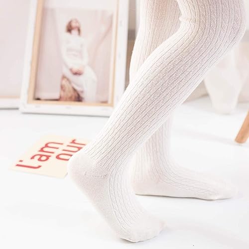 Image of vanberfia Baby Girls Tights Cable Knit Leggings Stockings Cotton 3 Pack Pantyhose Infants Toddlers 2-8T