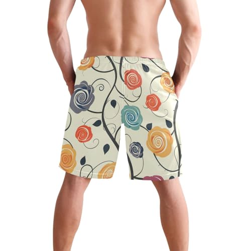 Men’s Swim Trunks White Rose Red Yellow Beach Board Shorts Swimming Short Pants Running Sports Surffing Shorts3