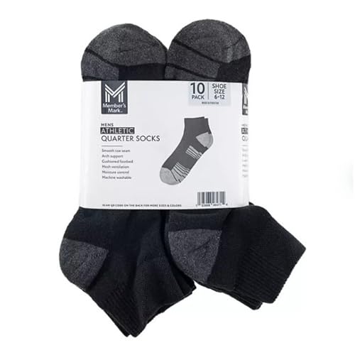 Member's Mark 10-Pairs Sport Quarter Sock, (One Size which fits men's shoe sizes 6-12)2