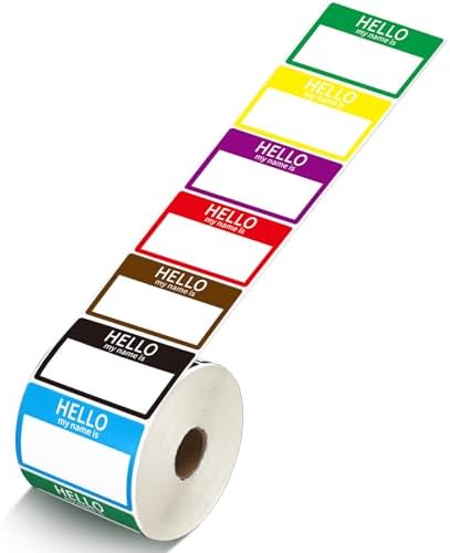 Amazon.com : Big Colorful Name Tags Stickers Labels Roll 250 Pcs Self ...
