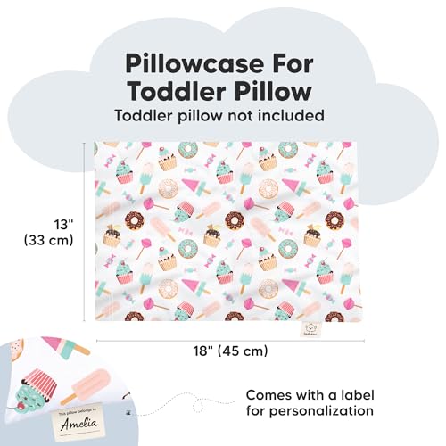 Image of KeaBabies Toddler Pillowcase 13x18 Organic Cotton Cover, Sweet Tooth