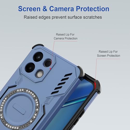 Image of Zapcase Back Case Cover for Oppo K13 5G | Magnetic Case with Built-in Metal Ring | Supports MagSafe Charger, Wallet & Car Mount | Shockproof Hybrid PC + TPU | Blue
