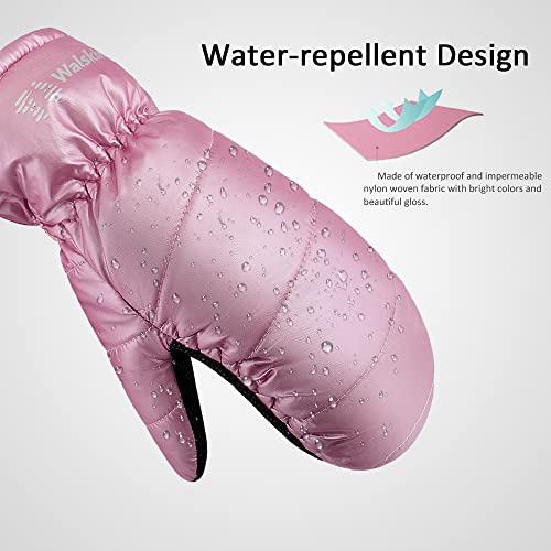 Walsking Kids Mittens Winter Waterproof, Ski Toddler Boys Girls Snow Warm Snowboard Gloves (Pink, Small(Fits: 4~6Years Old)) #TOP1