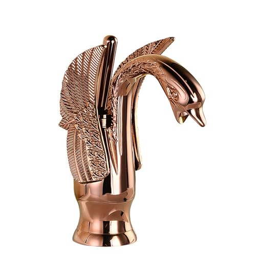 真鍮製バスルームシンク洗面台用蛇口アンティーク、ヴィンテージキッチンシンク用蛇口、シングルハンドル洗面化粧台用ベッセルシンク用ミキサータップ、ブラックレトロ、ショート,Rose Gold Short