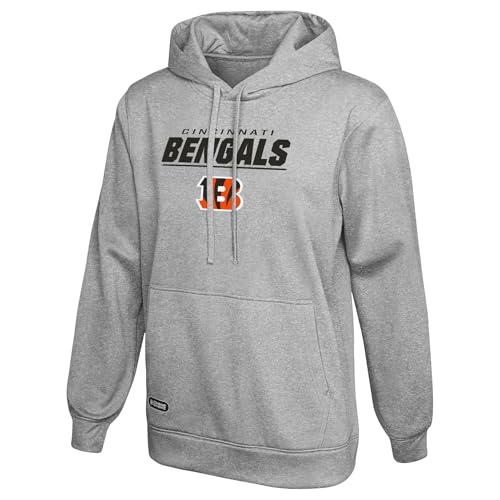 Outerstuff NFL Men's Pullover Hoodie, Cincinnati Bengals, Grey, XX-Large