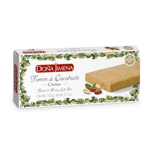 Doña Jimena Turrón de Cacahuete y Miel, Textura Cremosa, Calidad Suprema, Típico Dulce Navideño, Turrón Tradicional Sin Gluten, Almendra, 150 Gramos