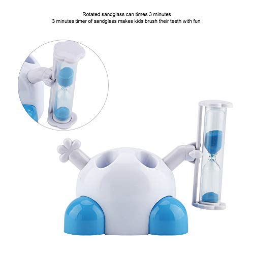 Zahnbürstenhalter Kinder Cute Cartoon Animal Zahnbürste Sanduhr Timer 3 Minuten Schöne Badezimmer Dekorationen für Kinder(Blau)