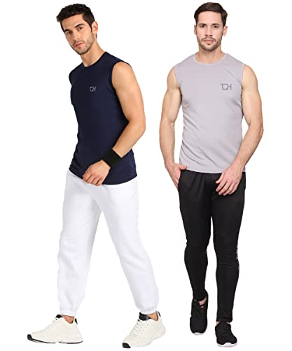 Image of TQH Sleeveless T Shirts for Men | Vest for Men | Tank Top Man | Sando for Man | Men's Sleeveless Gym Vest Round Neck Solid Casual T-Shirt for Workout Running Sports Beach