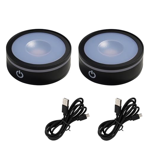 vskikris Touch-Control LED Platform - 6 Modes, 2.68in Black Base for Wedding/Festive Decor (ABS, 7oz) set of 2