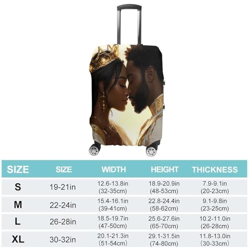 Black Couple King And Queen Afro Woman Man Lovers Luggage Cover Cute Travel Suitcase Cover Protective Cover for Women Men L2