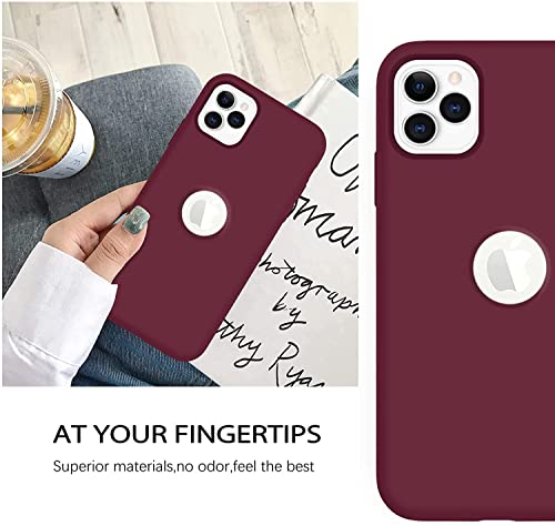 Image of VONZEE Back Cover for iPhone 11 Pro Max Case, Shockproof Slim Camera & Full Body Protection Liquid Silicone TPU Cover with Logo Cut (6.5 Inch) -Wine Red