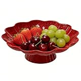 Zimoer 26x8CM Obstschale,Lebensmittelqualit&auml;t Kunststoff Obstschalen Multifunktional Modern Obstkorb Stilvoll Langlebige f&uuml;r Obst,Snacks, Dessert,Gem&uuml;se Aufbewahrung,K&uuml;che (Rot)