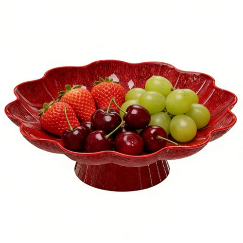 Zimoer 26x8CM Obstschale,Lebensmittelqualität Kunststoff Obstschalen Multifunktional Modern Obstkorb Stilvoll Langlebige für Obst,Snacks, Dessert,Gemüse Aufbewahrung,Küche (Rot)