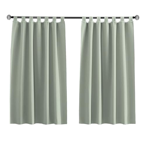 Tenger Home Rideau occultant Court, pour fenêtre de Cuisine, Rideau Opaque pour Chambre à Coucher avec Boucles, Chambre à Coucher, avec Passants, 1 pièce (Vert...