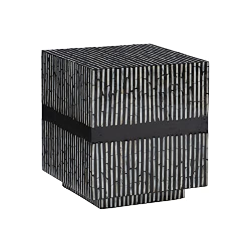 Linon Black Stripe Maura Capiz Cube Accent Table #TOP20