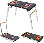 LEADALLWAY 7-in-1 Multi-Function Adjustable Work Bench with 4 Wheels Tool Storage, 330Lbs Capacity