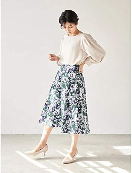 Amazon イェッカ ヴェッカ P ボタニカル花柄フレアスカート オフホワイト M スカート 通販