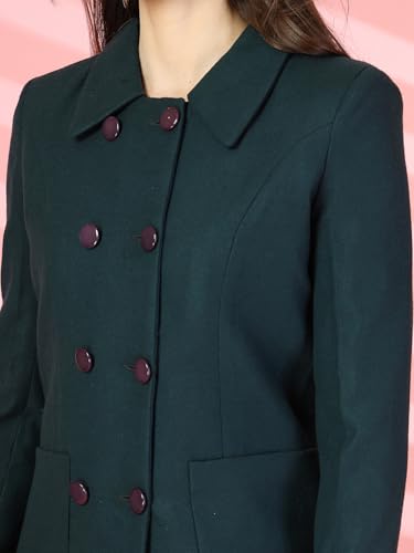Image of CHKOKKO Women Classic Long Winter Coat Double Breasted | Knee Length Design with a Sophisticated Spread Collar and Convenient Front Pockets for All Occasions