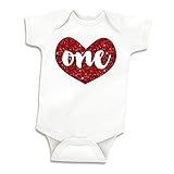 Girl First Birthday Outfit Baby Girls One Year Old Birthday Shirt (Glitter Red 12-18 Months)