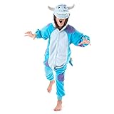 Beauty Shine Unisex Child Cartoon Mike Wazowski Pajamas Christmas Onesies Plush Cosplay Costumes (10 Years, Sulley Sullivan)