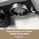 Gevi Dual Boiler Espresso Machine with Built-in Grinder, 58mm Commercial Portafilter, Barista Steam Wand, 31 Grind Settings, Stainless Steel, for Home Barista Use, Sterling Silver - Image 6