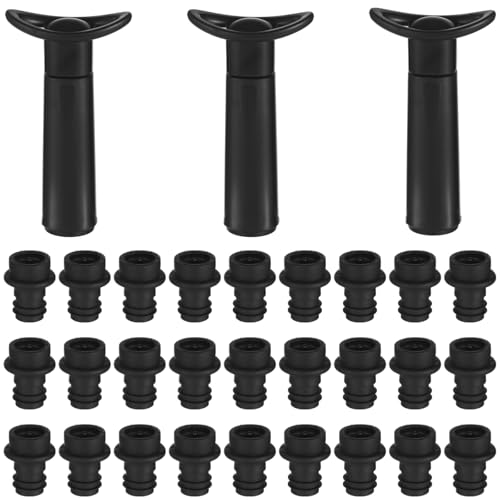 63 Pcs Wine Saver Vacuum Pump Set - Includes 3 Pumps and 60 Stoppers, Reusable Wine Preservers, Wine Bottle Keepers, Bottle Sealers for Kitchen, Party