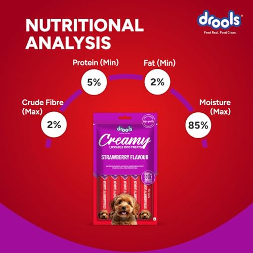 Image of Drools All Life Stages Dog Treats Creamy 5 Sticks Tasty & Nutritious Snack for All Breeds (15g x5) 75g | Strawberry Flavour | Ideal for Training | Supports Hydration | Boost Muscle Health